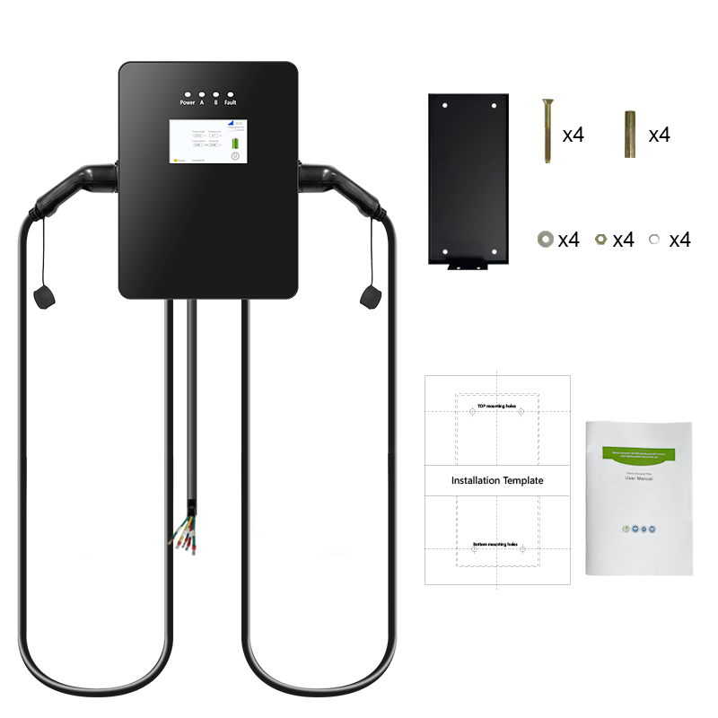  Зарядное устройство Wallbox EV с двойными вилками Type2 2*11KW EV Настенное зарядное устройство